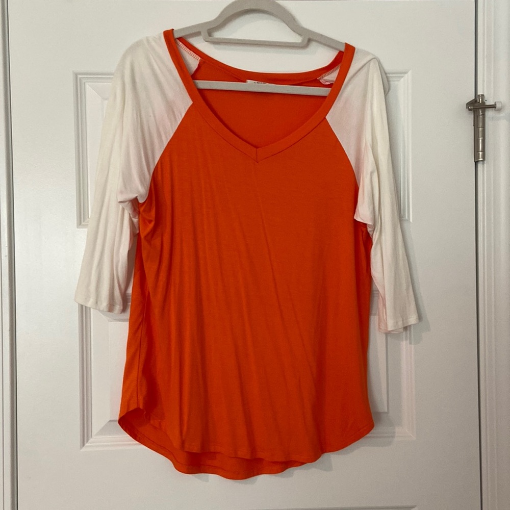 Orange and White Baseball Tee